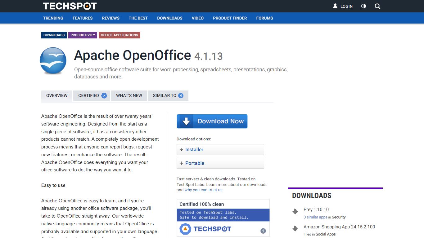 Apache OpenOffice 4.1.13 Download | TechSpot